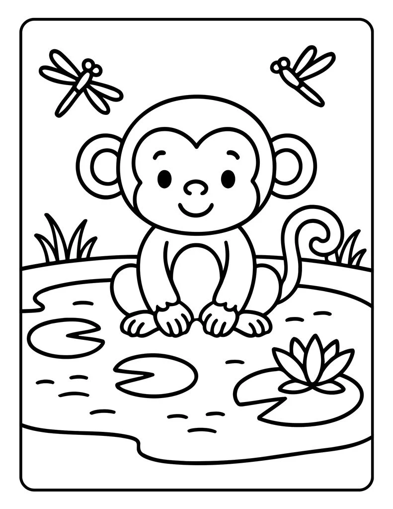 Desenho simples de Macaco para colorir 22