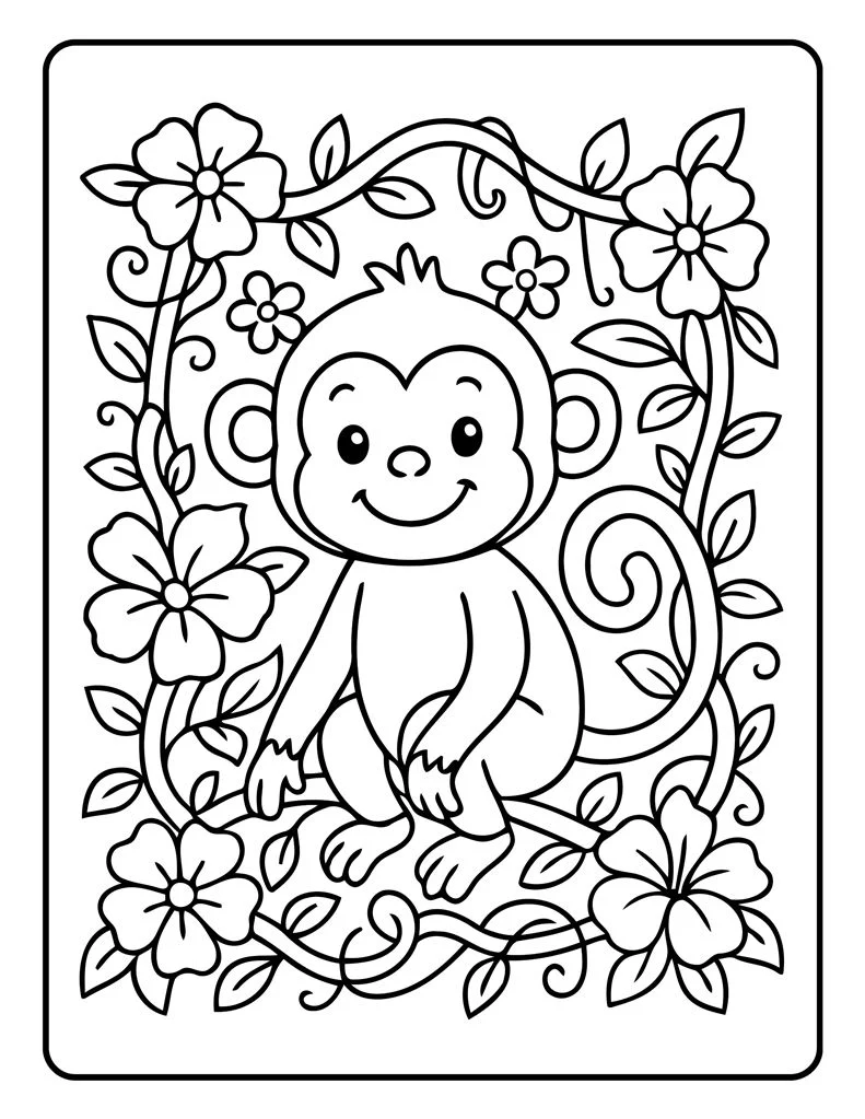 Desenho simples de Macaco para colorir 23