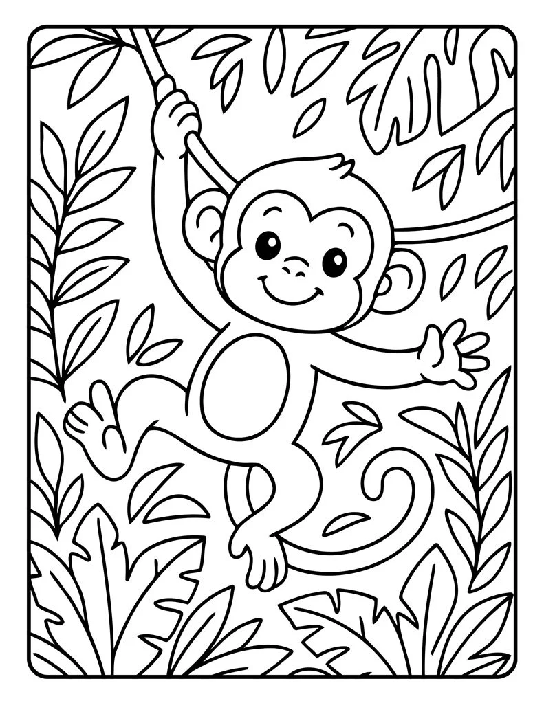 Desenho simples de Macaco para colorir 24