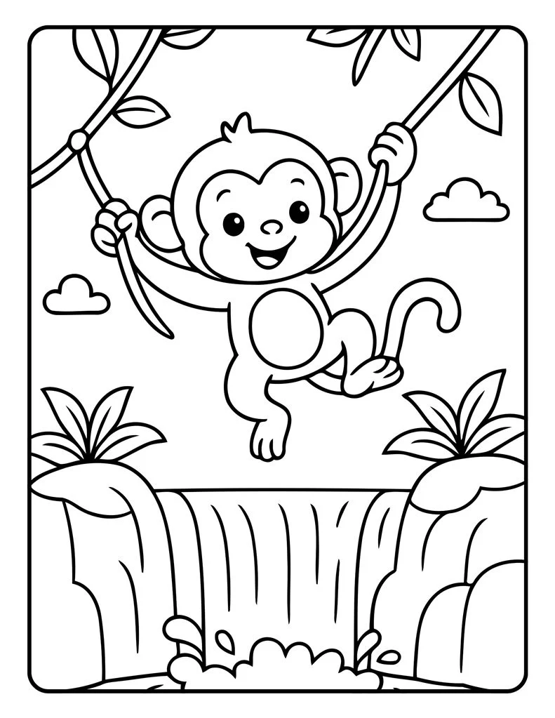 Desenho simples de Macaco para colorir 25