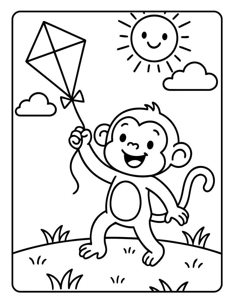 Desenho simples de Macaco para colorir 26