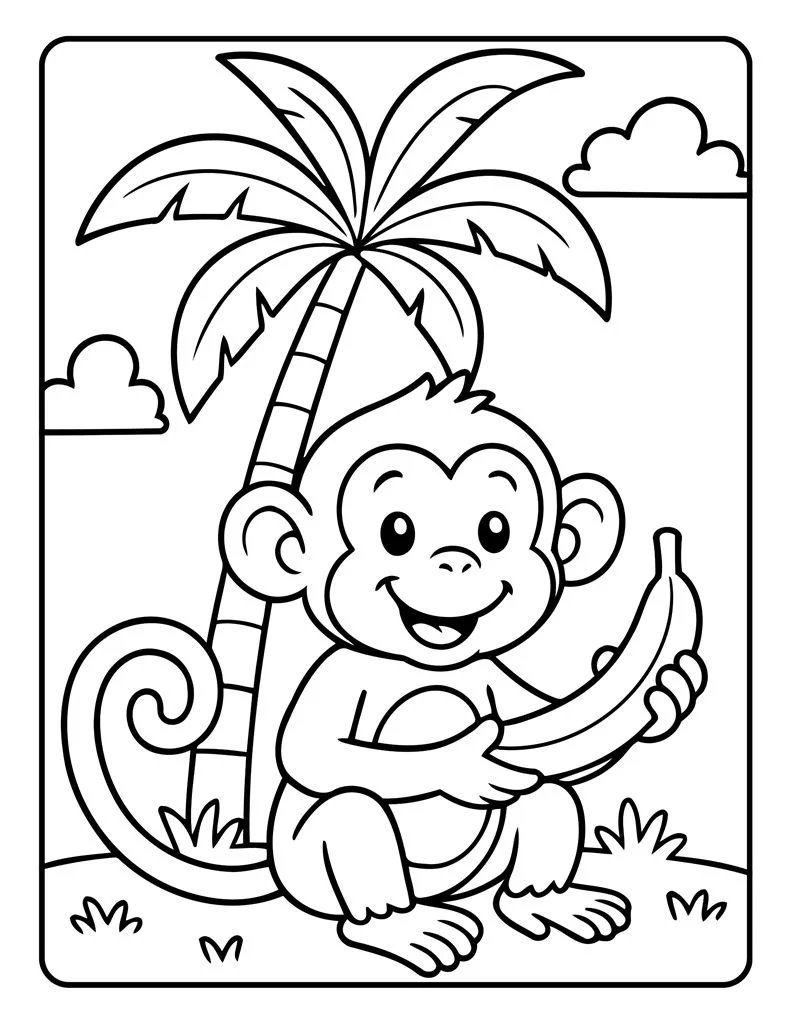 Desenho simples de Macaco para colorir 27
