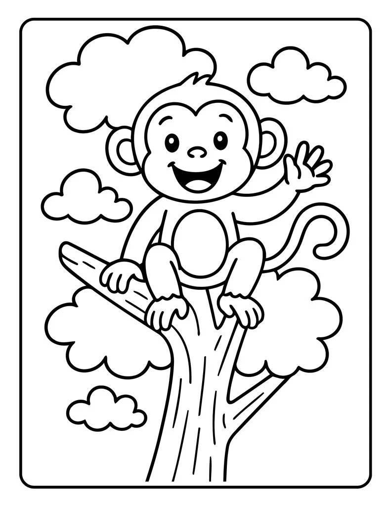 Desenho simples de Macaco para colorir 28