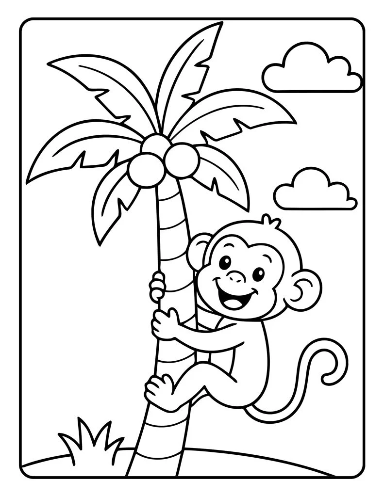 Desenho simples de Macaco para colorir 29