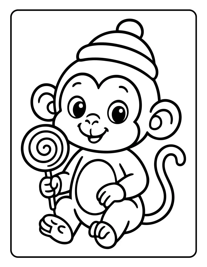 Desenho simples de Macaco para colorir 3