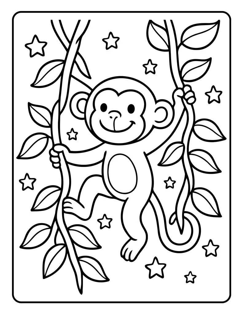 Desenho simples de Macaco para colorir 30