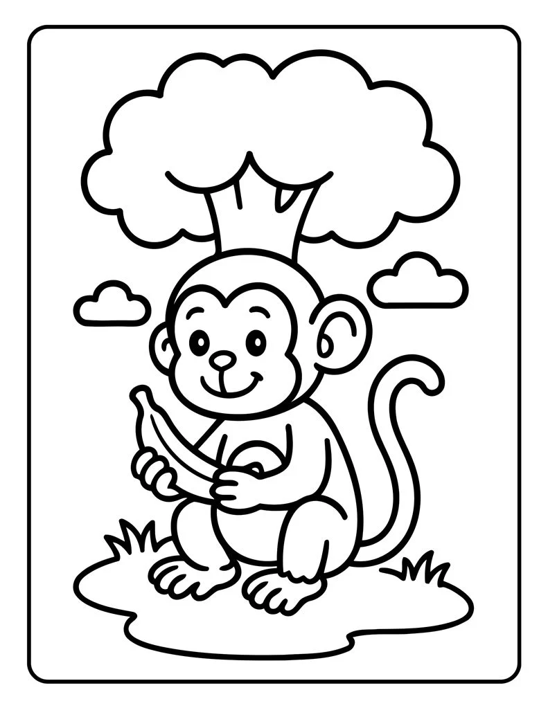 Desenho simples de Macaco para colorir 33