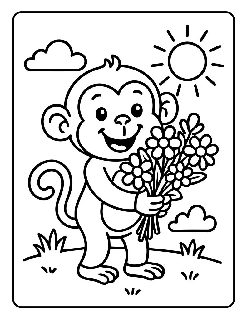 Desenho simples de Macaco para colorir 34