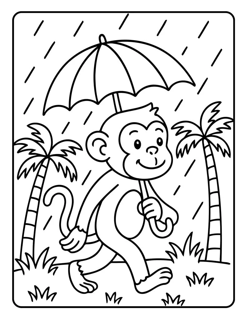 Desenho simples de Macaco para colorir 35