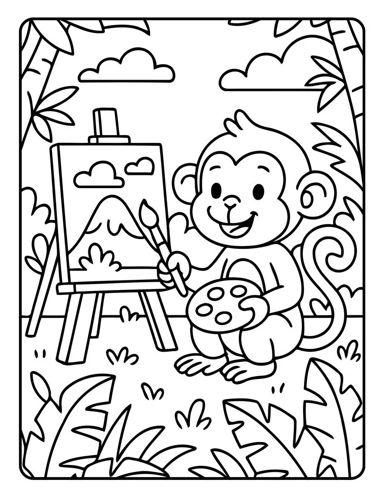 Desenho simples de Macaco para colorir 36