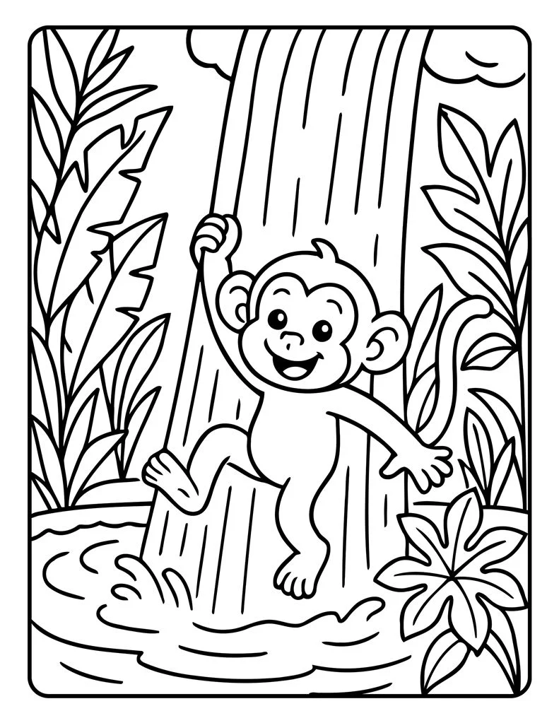 Desenho simples de Macaco para colorir 37