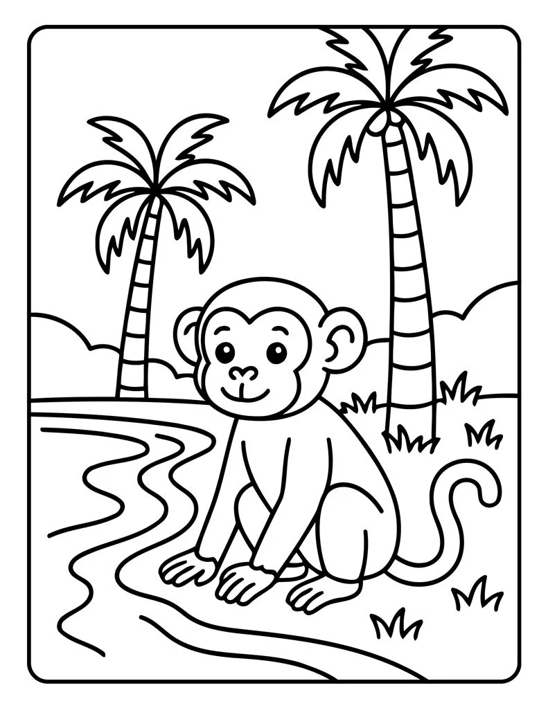 Desenho simples de Macaco para colorir 39
