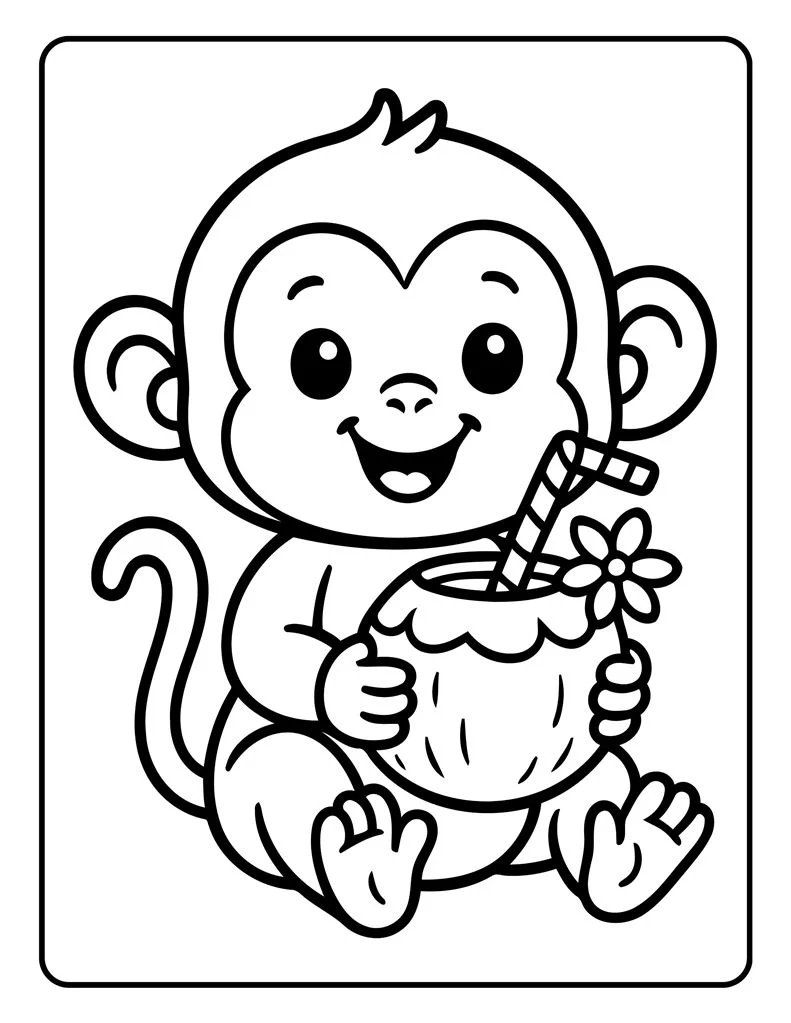 Desenho simples de Macaco para colorir 4