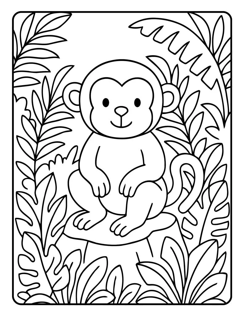Desenho simples de Macaco para colorir 40