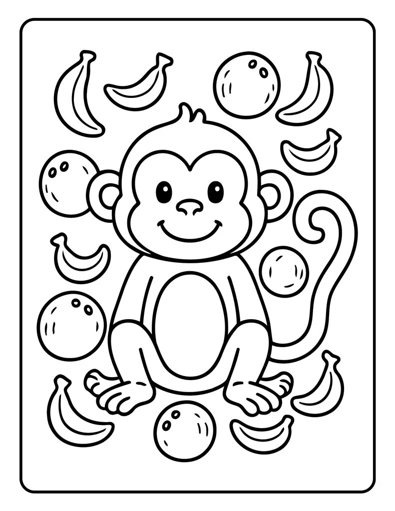 Desenho simples de Macaco para colorir 41