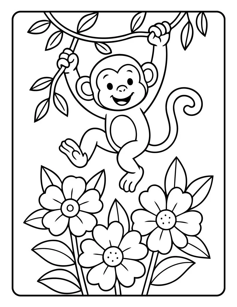 Desenho simples de Macaco para colorir 42