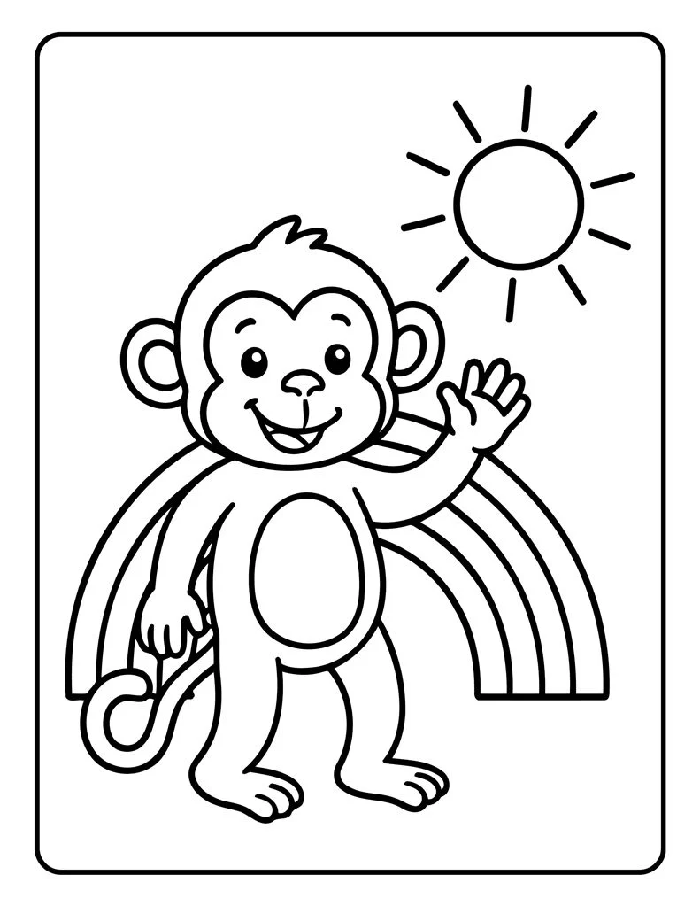 Desenho simples de Macaco para colorir 43