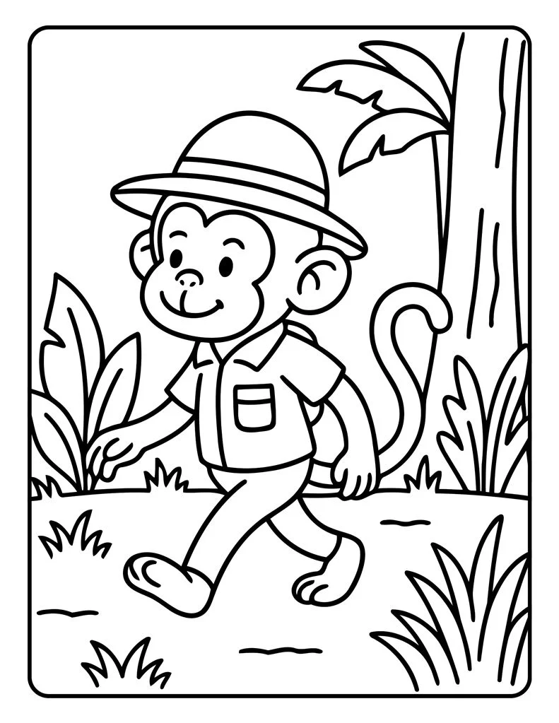 Desenho simples de Macaco para colorir 44