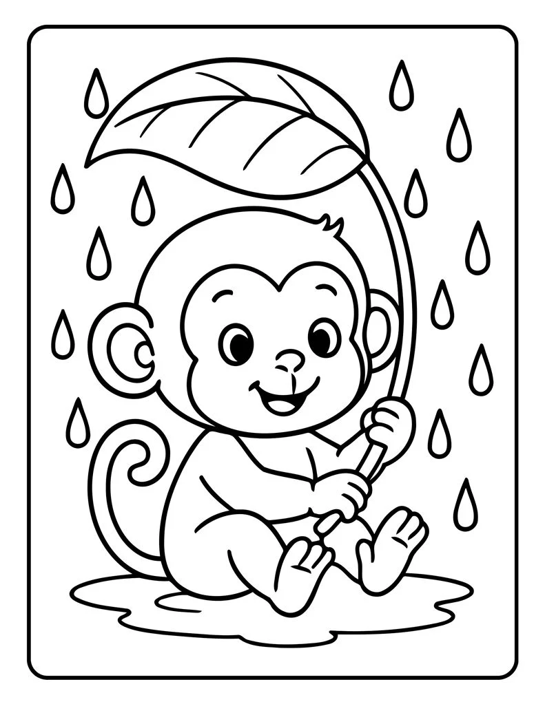 Desenho simples de Macaco para colorir 5