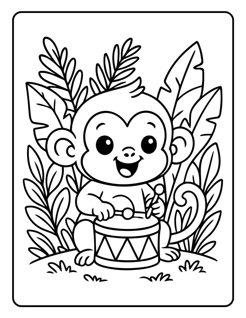 Desenho simples de Macaco para colorir 7