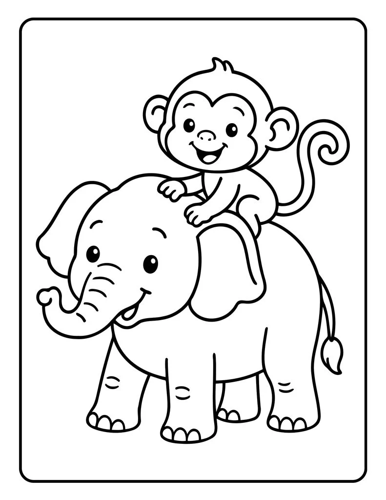 Desenho simples de Macaco para colorir 8