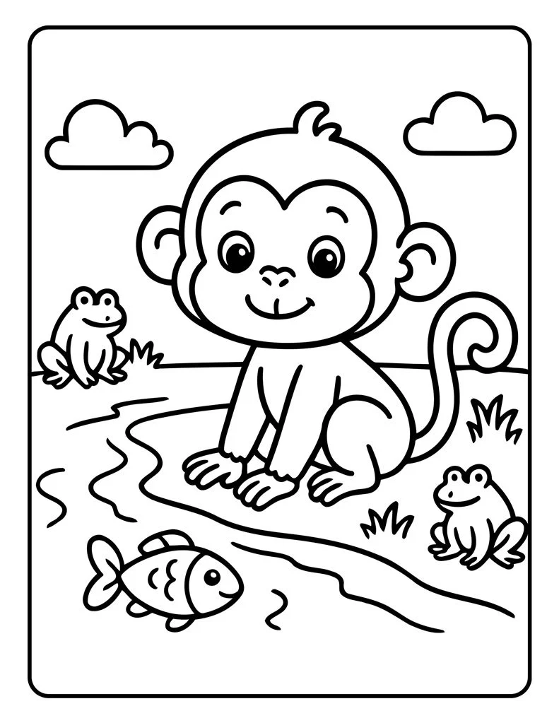 Desenho simples de Macaco para colorir 9
