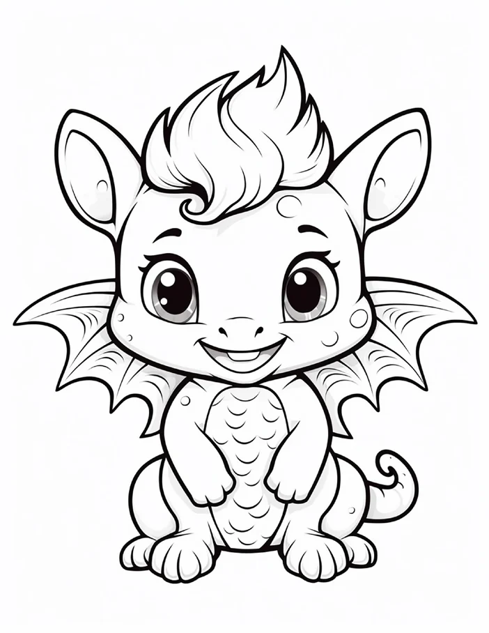 Desenhos de Dragão Fofinho para colorir 2