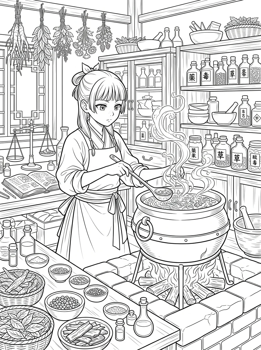 Desenhos de Maomao Apotecária para colorir 48