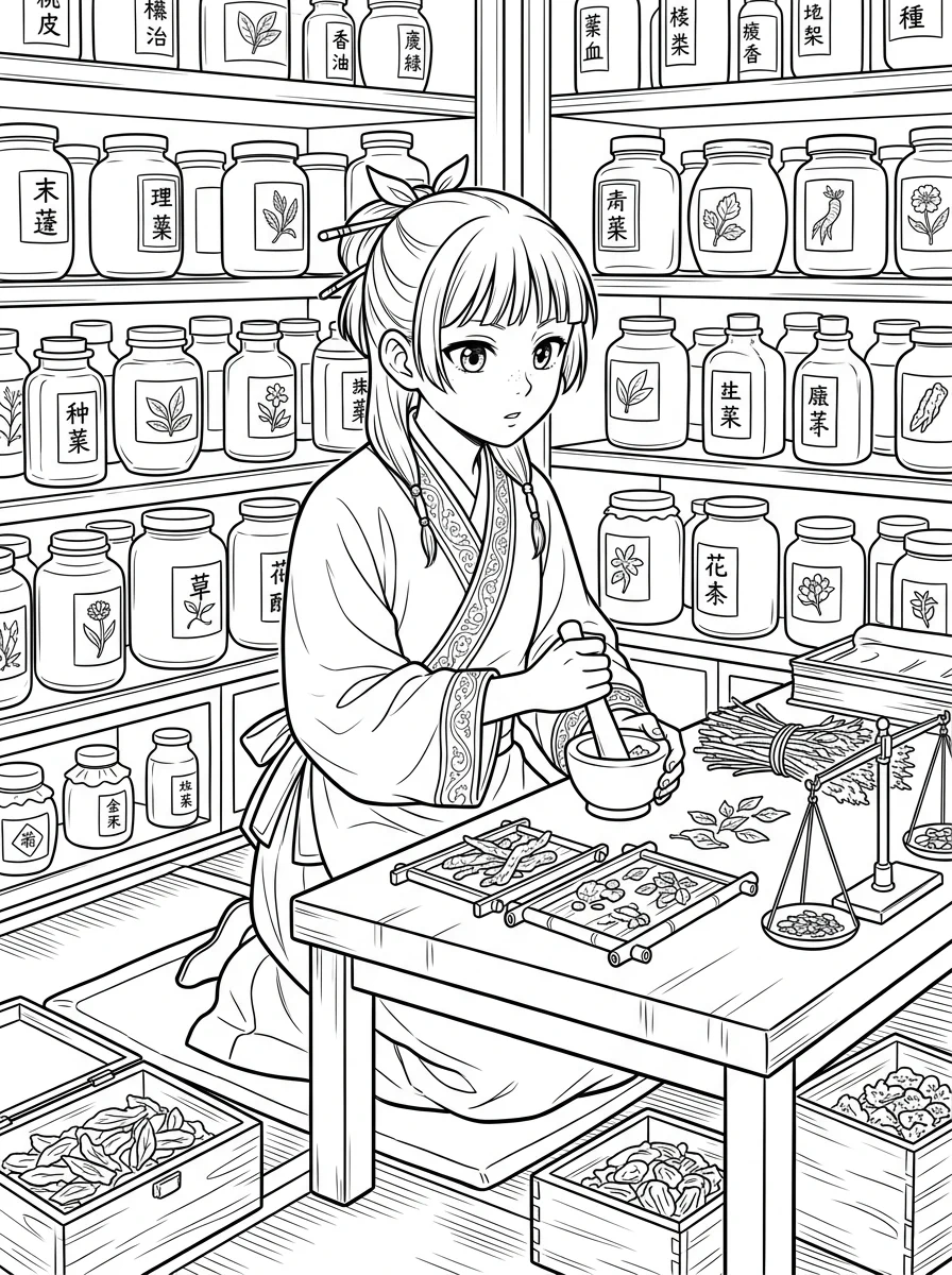 Desenhos de Maomao Apotecária para colorir 87