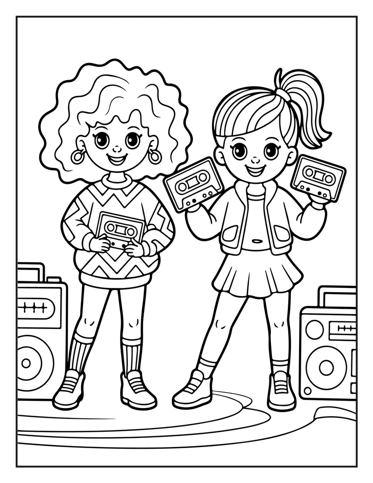 Desenhos de Moda Anos 80 para colorir 12