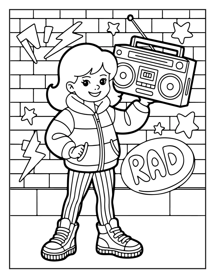 Desenhos de Moda Anos 80 para colorir 4